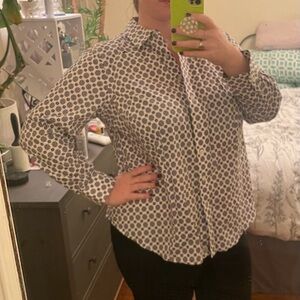 Talbots Blue and White Button Down Shirt